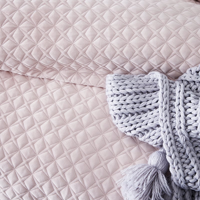 Duke Velvet Dusty Pink Quilted Quilt Cover Separates