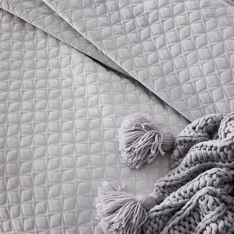 Duke Velvet Silver Quilted Quilt Cover Separates