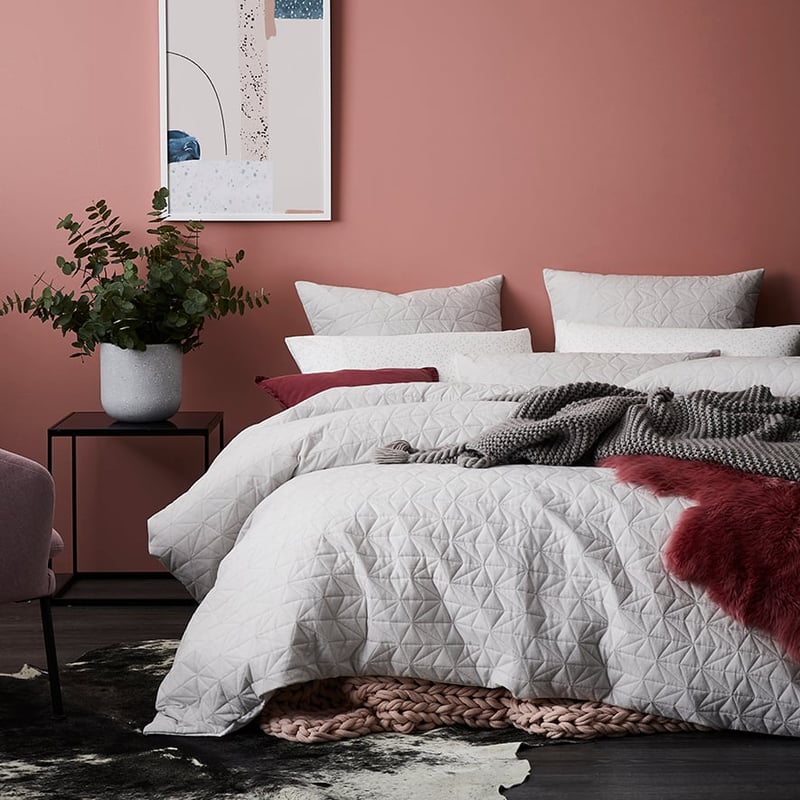 Fleck Flannelette Quilted Silver Quilt Cover Set