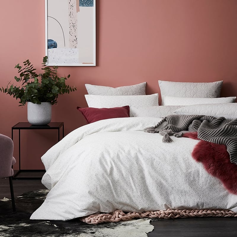 Fleck Flannelette Quilted Silver Quilt Cover Set