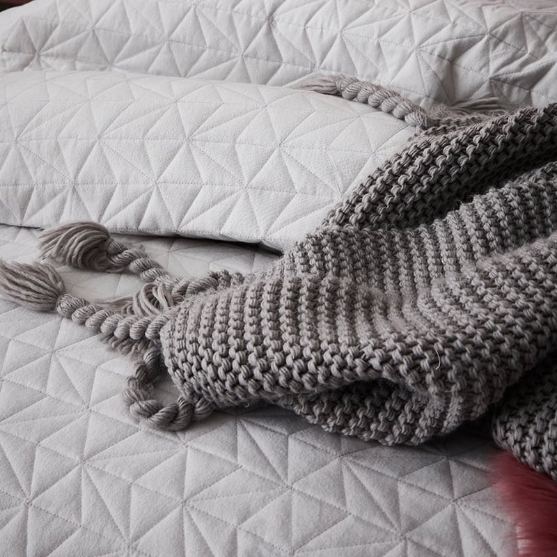 Fleck Flannelette Quilted Silver Quilt Cover Set