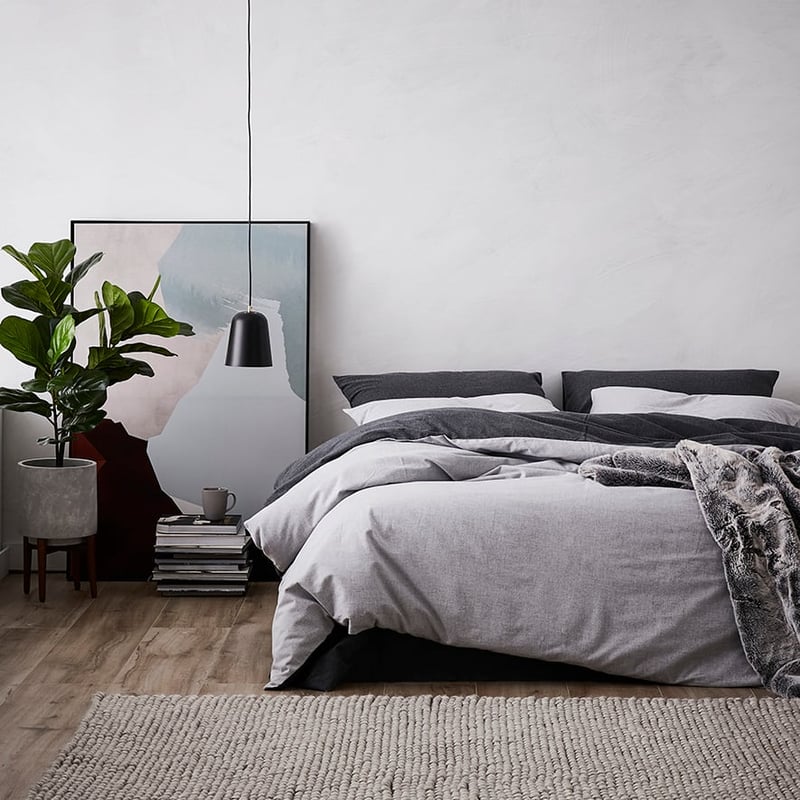Super Soft Brushed Flannelette Silver & Charcoal Quilt Cover