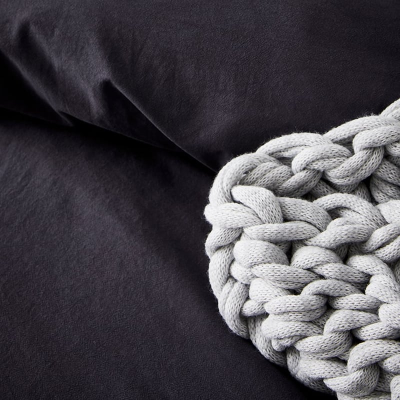 Stonewashed Cotton Tassel Charcoal Quilt Cover Separates