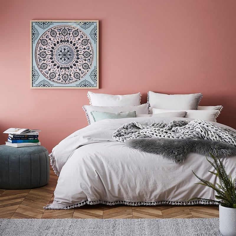 Stonewashed Cotton Tassel Silver Quilt Cover Separates