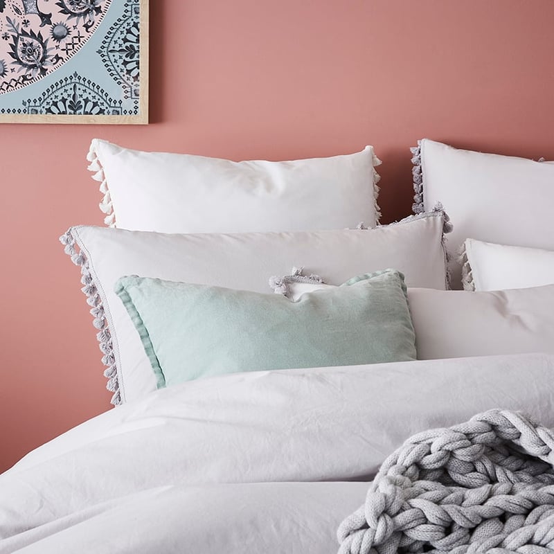 Stonewashed Cotton Tassel Silver Quilt Cover Separates