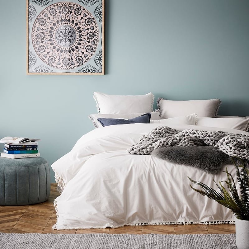 Stonewashed Cotton Tassel White Quilt Cover Separates