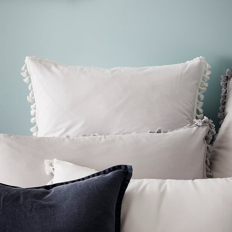 Stonewashed Cotton Tassel White Quilt Cover Separates