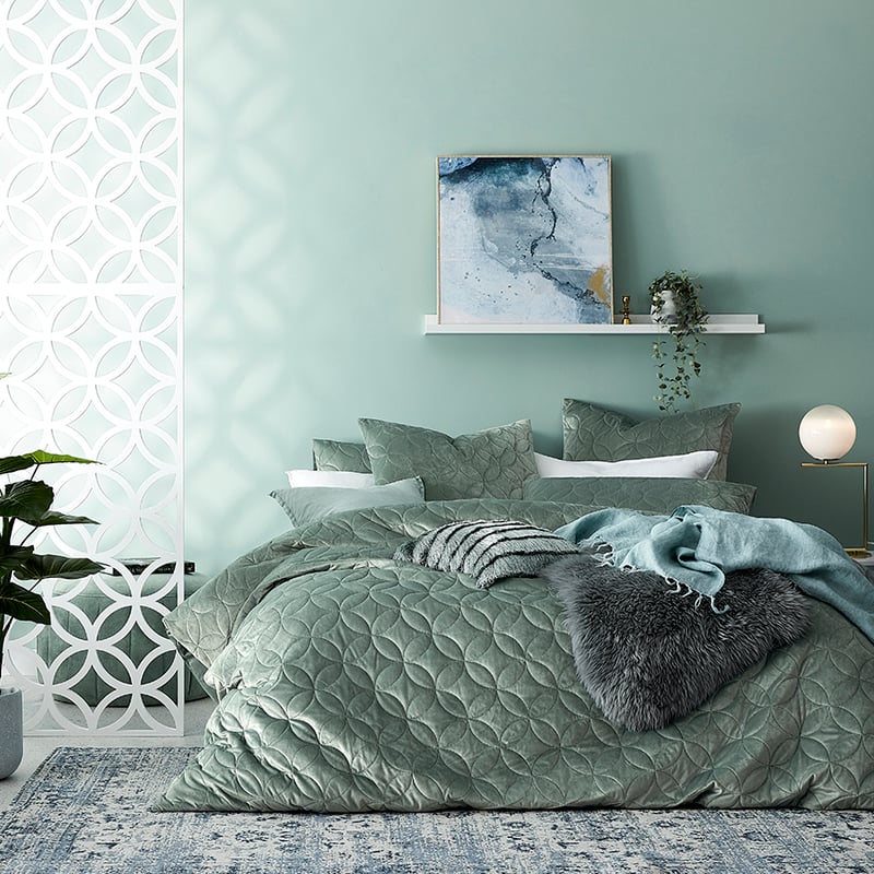 Gigi Velvet Sage Quilted Quilt Cover Separates