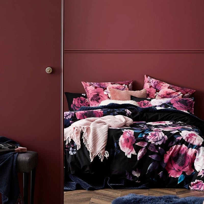 Wild Rose Black Quilt Cover Set + Separates