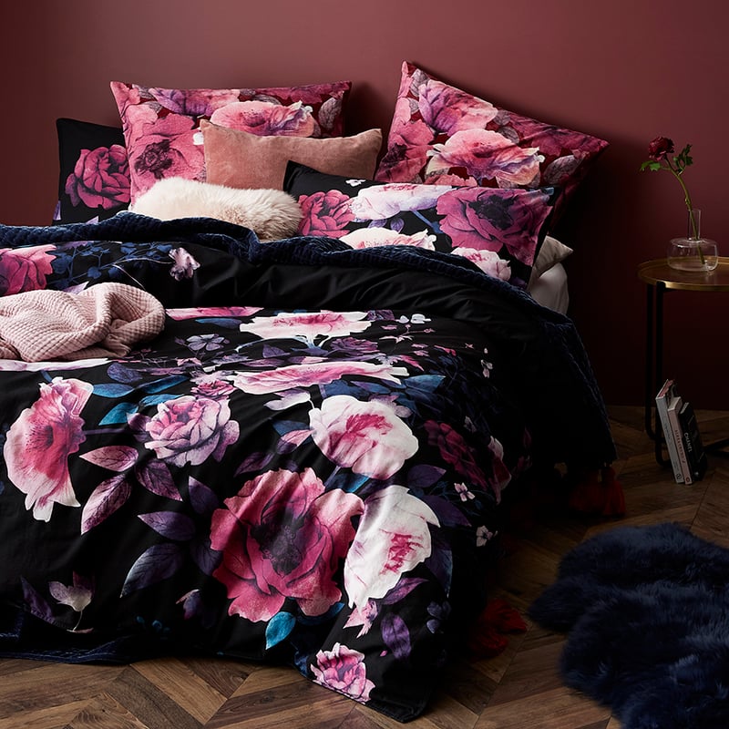 Wild Rose Black Quilt Cover Set + Separates