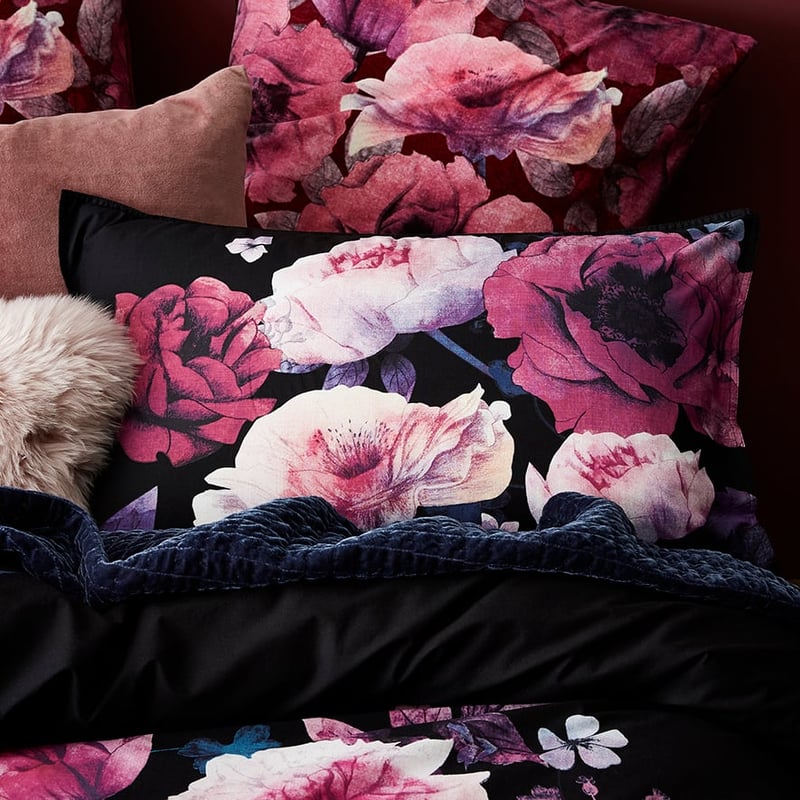 Wild Rose Black Quilt Cover Set + Separates