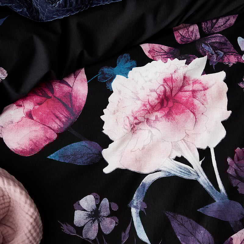 Wild Rose Black Quilt Cover Set + Separates