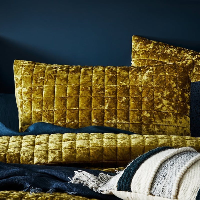 York Velvet Chartreuse Quilted Quilt Cover Separates