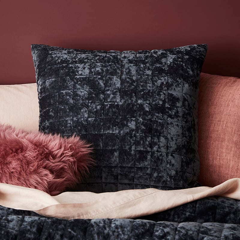 York Velvet Coal Quilted Quilt Cover Separates