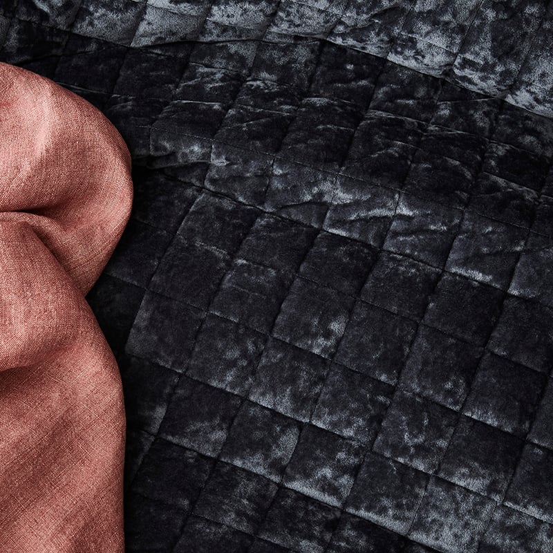 York Velvet Coal Quilted Quilt Cover Separates