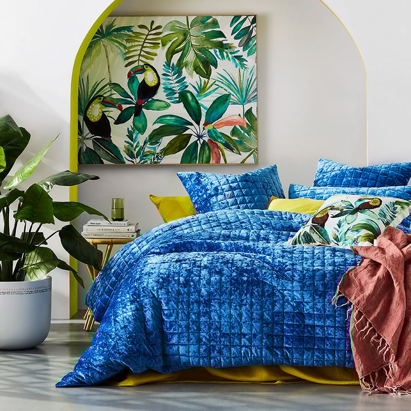 York Velvet Cobalt Quilted Quilt Cover Separates