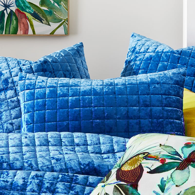 York Velvet Cobalt Quilted Quilt Cover Separates