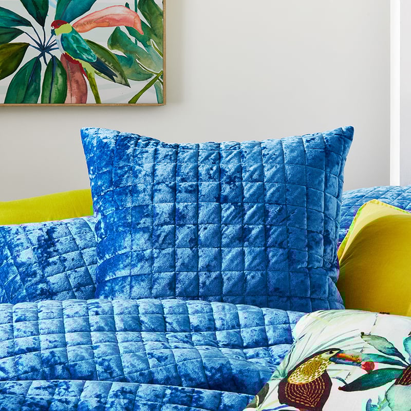 York Velvet Cobalt Quilted Quilt Cover Separates