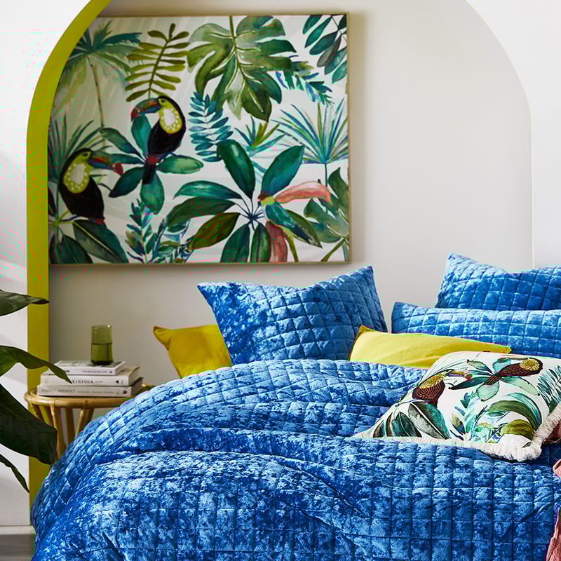 York Velvet Cobalt Quilted Quilt Cover Separates