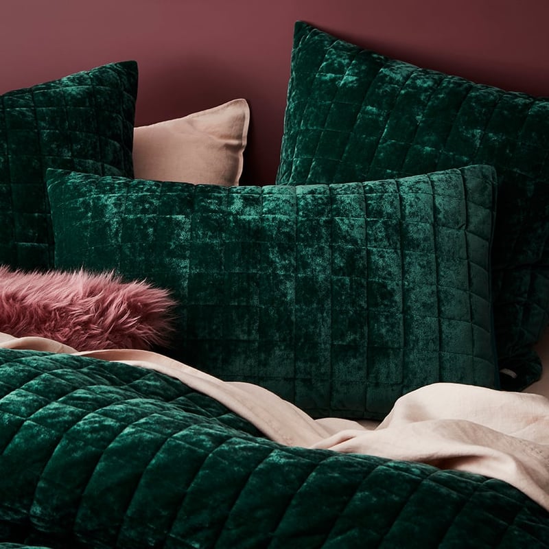 York Velvet Emerald Quilted Quilt Cover Separates