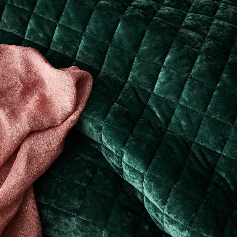 York Velvet Emerald Quilted Quilt Cover Separates