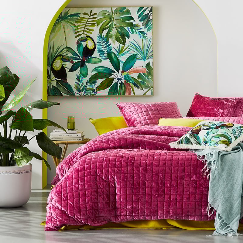 York Velvet Magenta Quilted Quilt Cover Separates