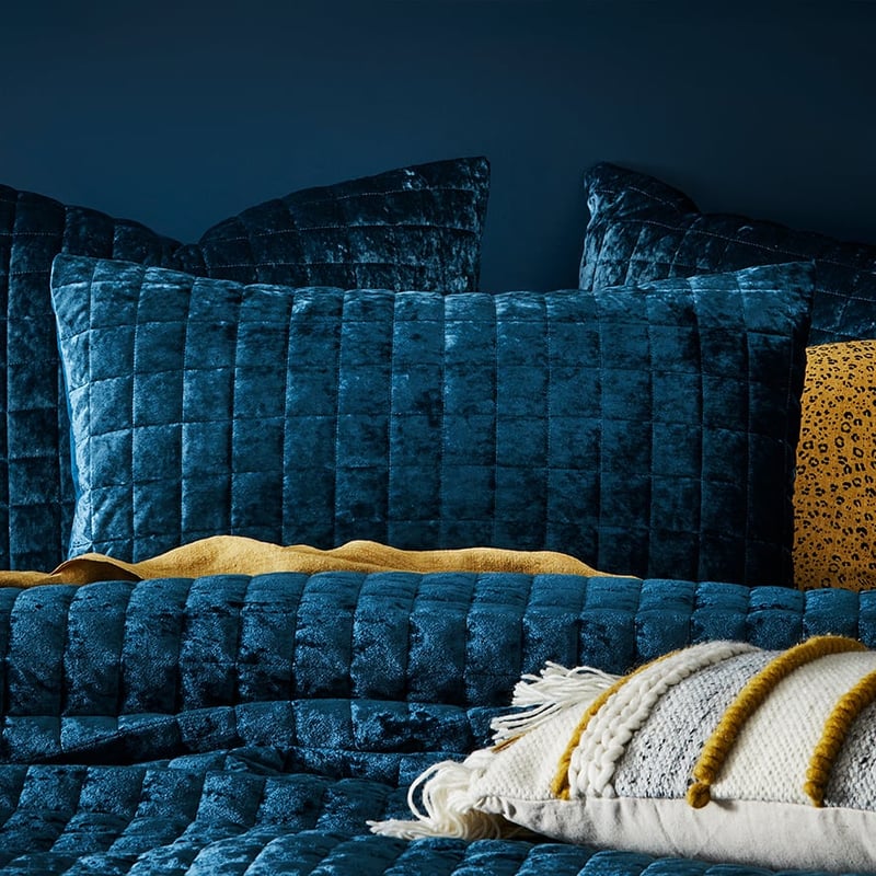 York Velvet Navy Quilted Quilt Cover Separates
