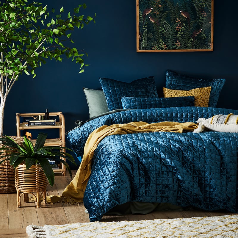 York Velvet Navy Quilted Quilt Cover Separates