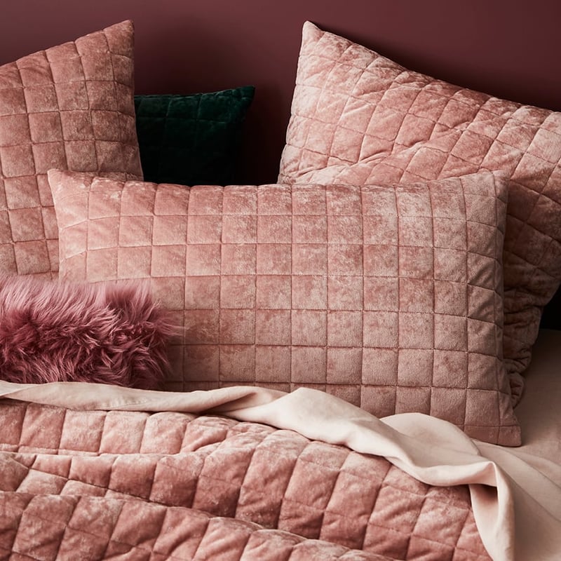 York Velvet Rosewood Quilted Quilt Cover Separates