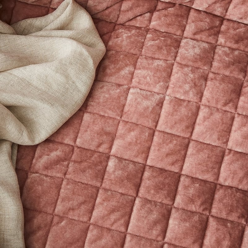 York Velvet Rosewood Quilted Quilt Cover Separates