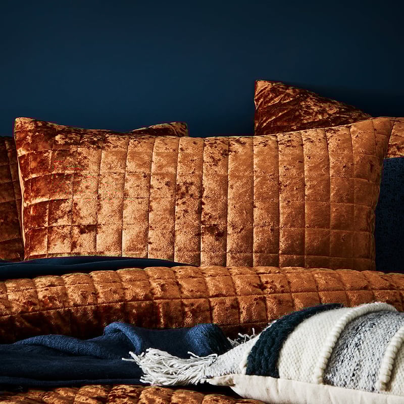 York Velvet Tobacco Quilted Quilt Cover Separates