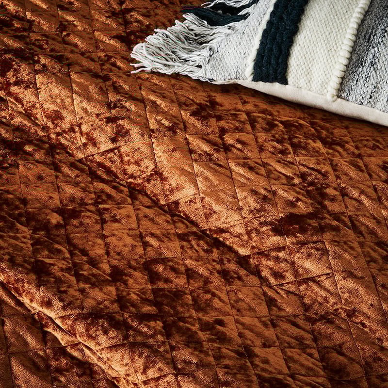 York Velvet Tobacco Quilted Quilt Cover Separates