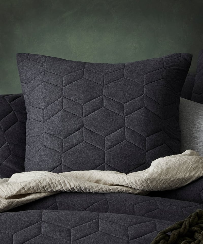 Hampton Bamboo Jersey Coal Quilted Quilt Cover Separates