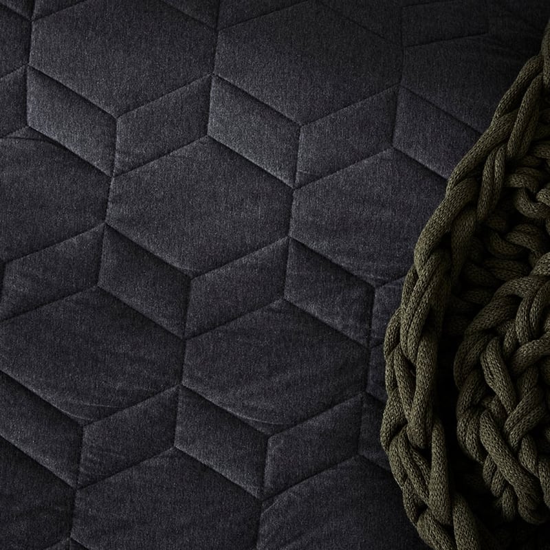 Hampton Bamboo Jersey Coal Quilted Quilt Cover Separates
