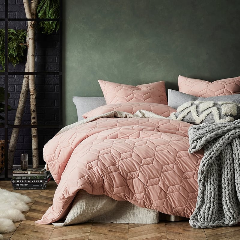Hampton Bamboo Jersey Dusty Pink Quilted Quilt Cover Separates