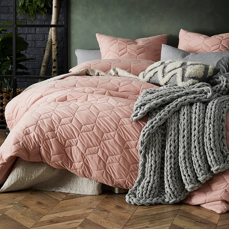 Hampton Bamboo Jersey Dusty Pink Quilted Quilt Cover Separates