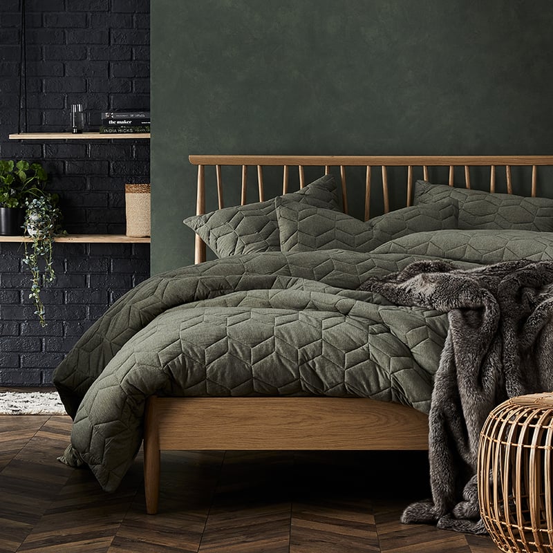 Hampton Bamboo Jersey Olive Quilted Quilt Cover Separates