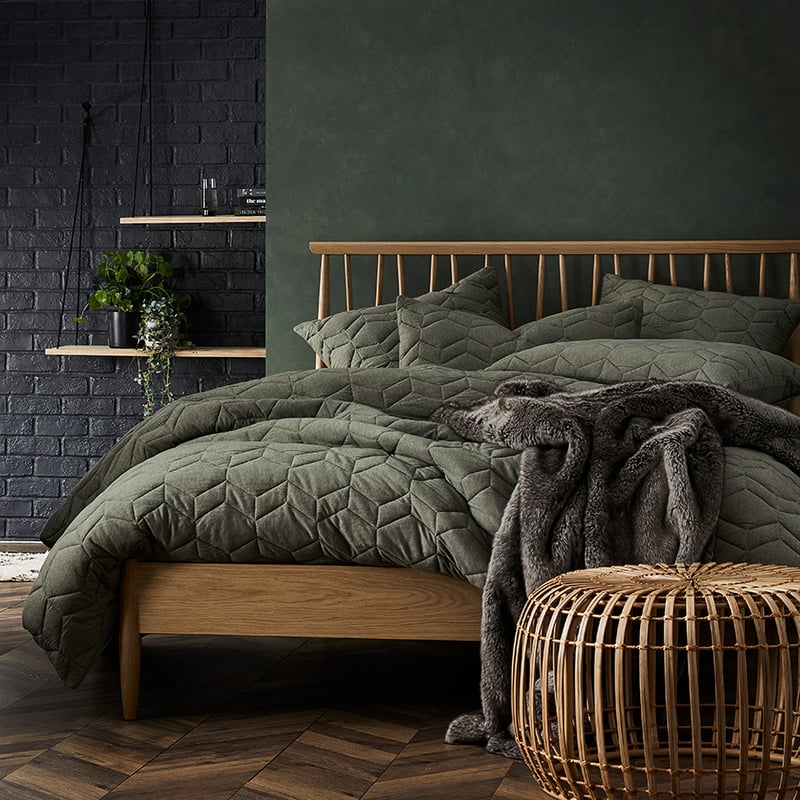 Hampton Bamboo Jersey Olive Quilted Quilt Cover Separates