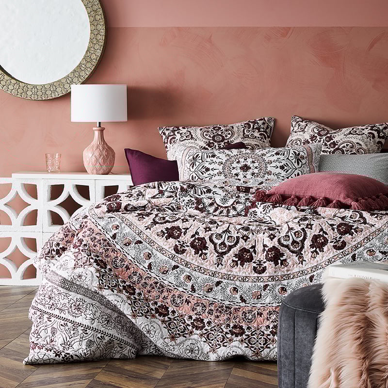 Soleil Berry Quilted Quilt Cover Separates
