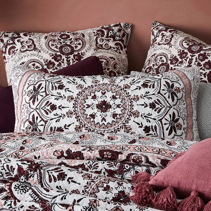 Soleil Berry Quilted Quilt Cover Separates
