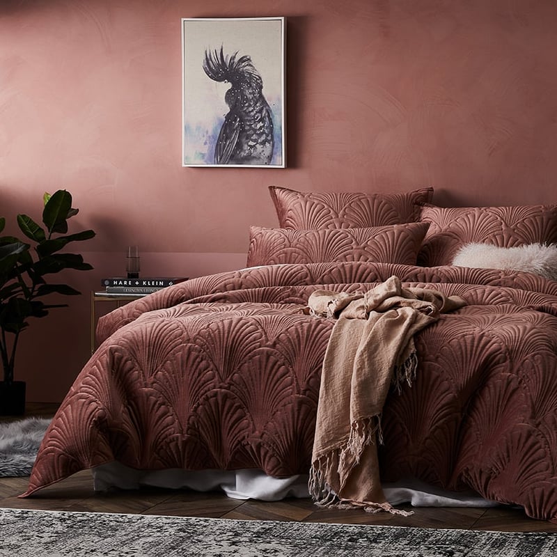 Lavaniya Velvet Rose Quartz Quilted Quilt Cover Separates