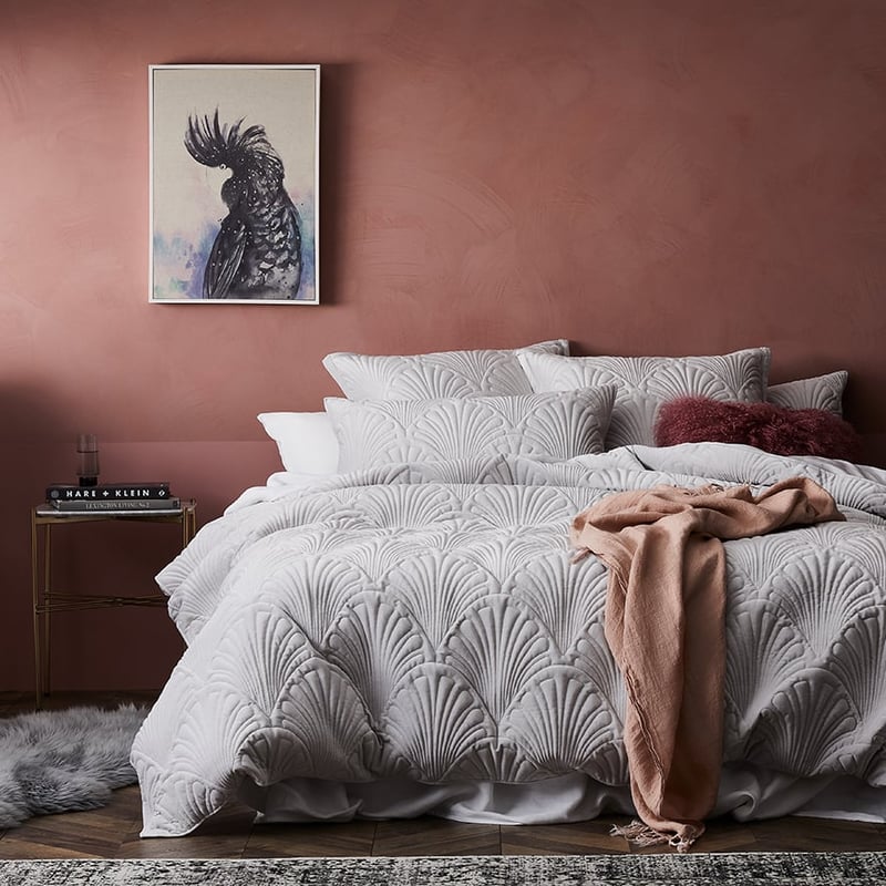 Lavaniya Velvet Silver Quilted Quilt Cover Separates