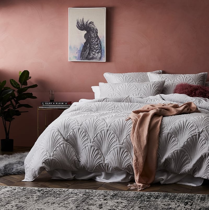 Lavaniya Velvet Silver Quilted Quilt Cover Separates