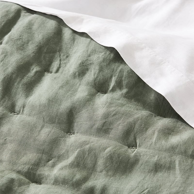 Vintage Washed Linen Khaki Quilted Quilt Cover Separates