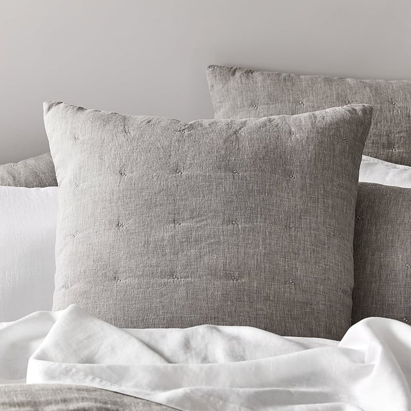 Vintage Washed Linen Quilted Grey Marle Quilt Cover