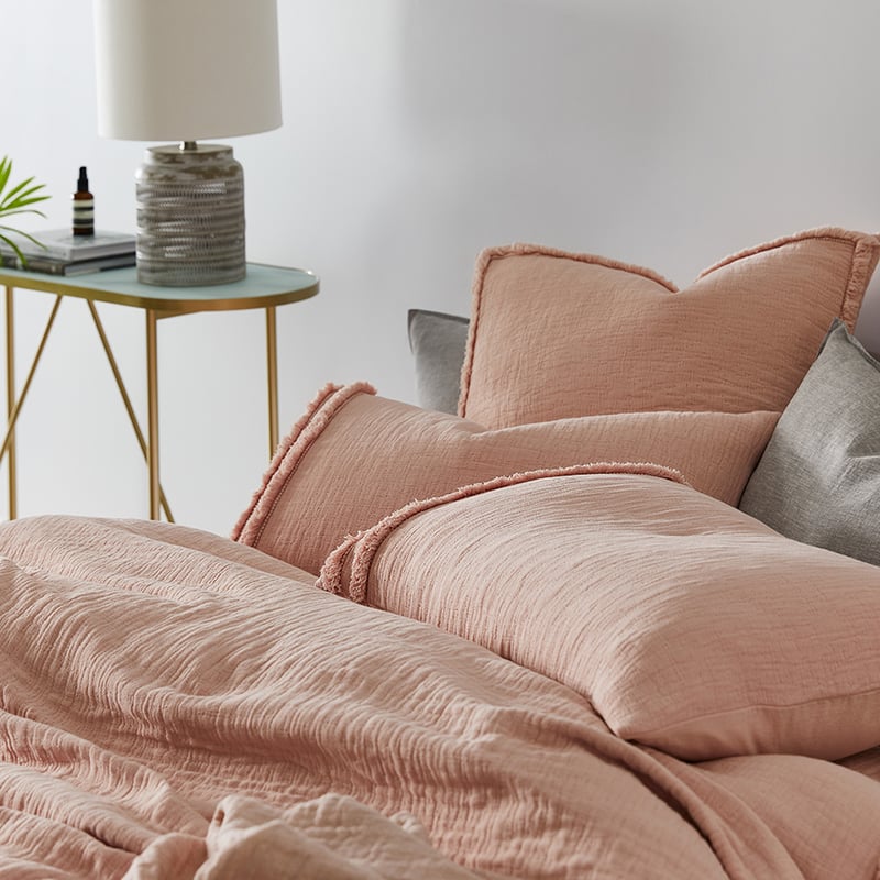 European Collection Cleo Peach Quilt Cover Separates