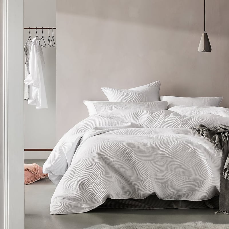 Ripple White Quilted Quilt Cover Separates