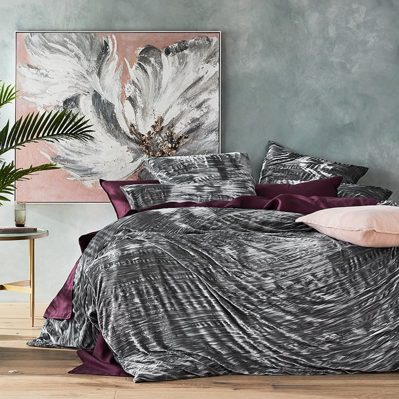 Crinkled Velvet Silver Quilt Cover Separates
