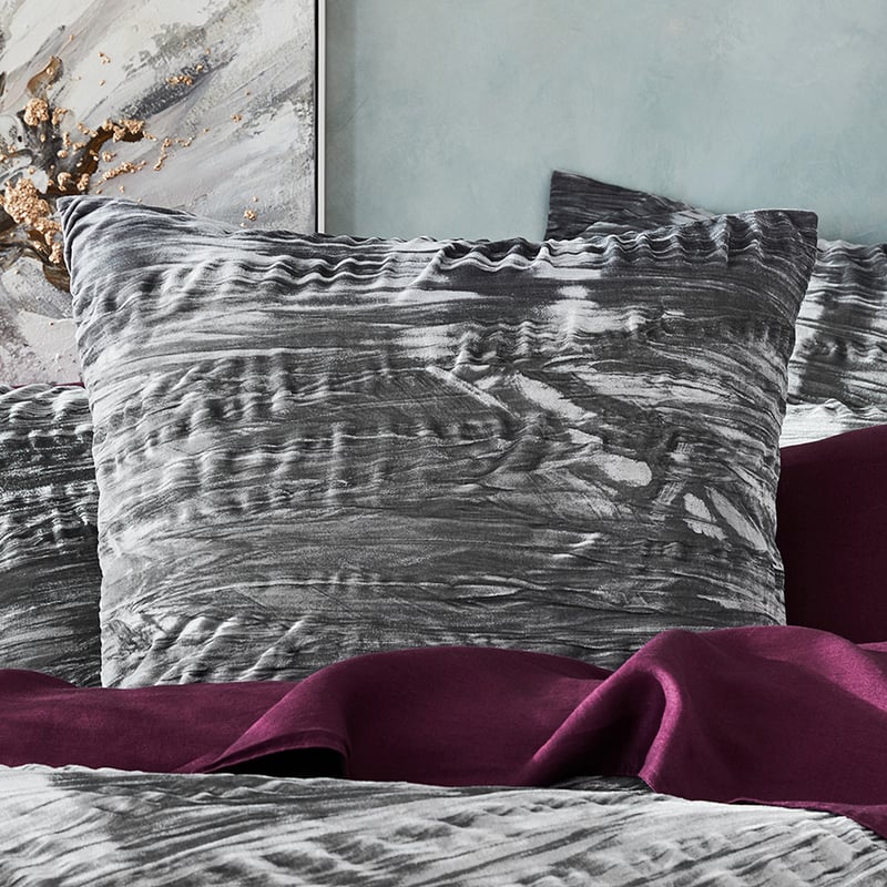 Crinkled Velvet Silver Quilt Cover Separates