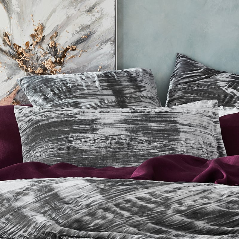 Crinkled Velvet Silver Quilt Cover Separates